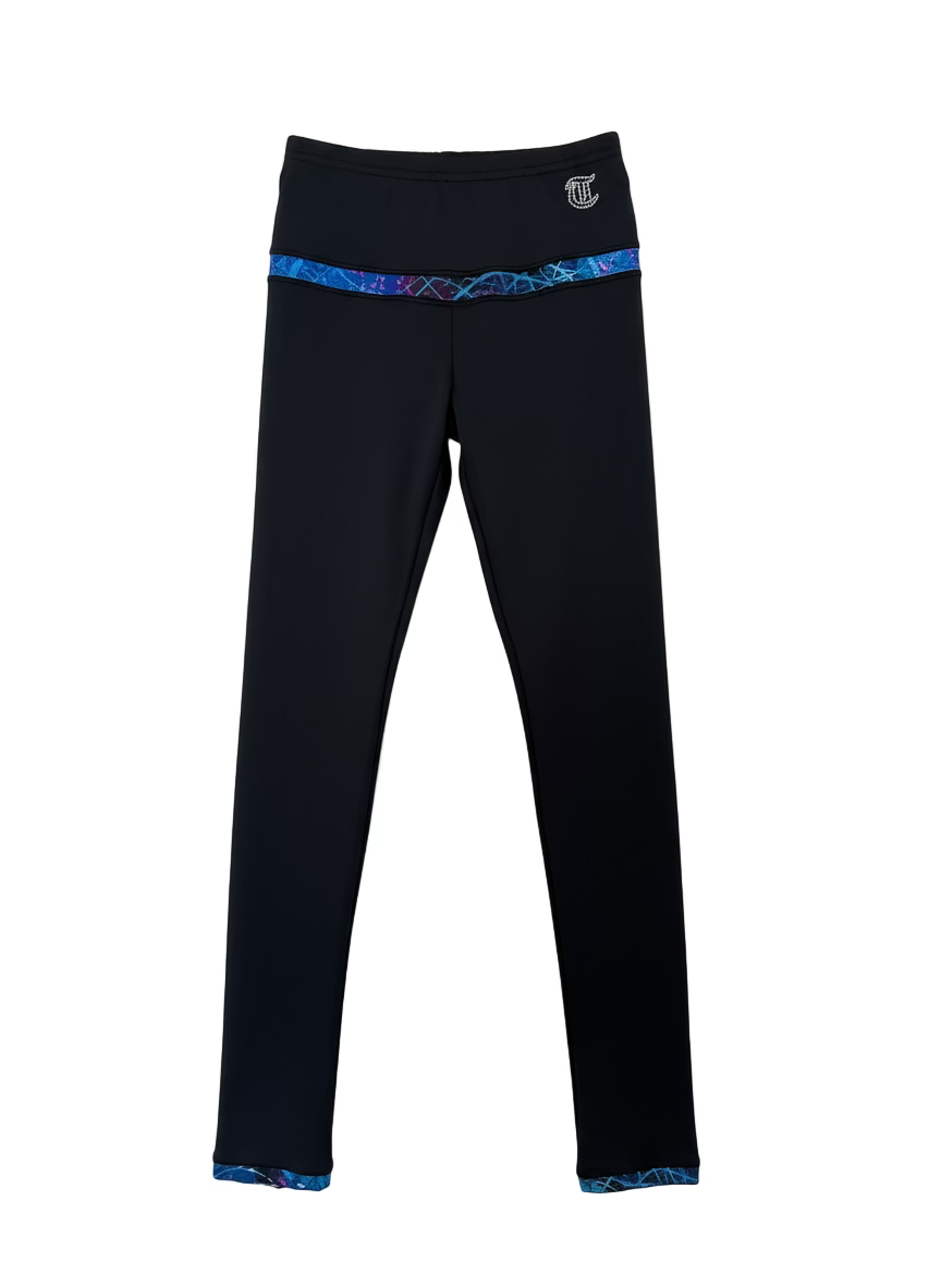 Thuono Black Lightweight Leggings - Bioceramic Glitter Explosion - Clothing > Figure Skating Leggings