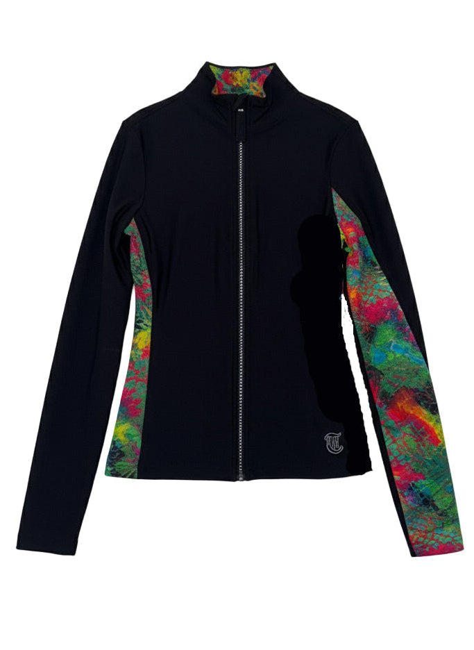 Thuono Crystal Zip Skating Jacket - Green Explosion - Clothing > Figure Skating Jackets
