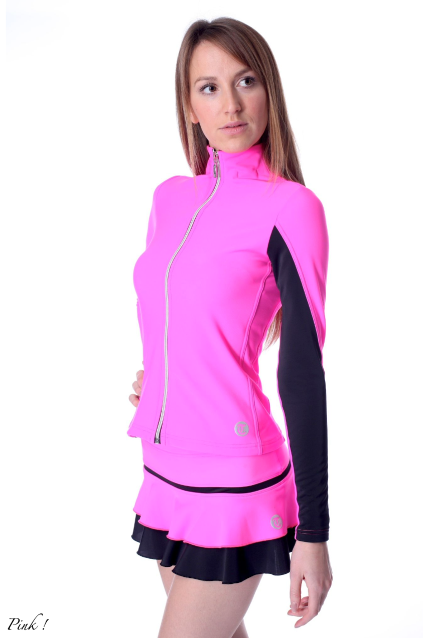 Thuono Performance Jacket With Crystal Zip Hot Pink - 1 - Clothing > Figure Skating Jackets