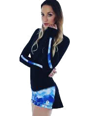 Thuono Performance Long Sleeve T-shirt - Black / Sky Blu - Clothing > Figure Skating Tops