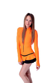 Thuono Radiance Dress With Crystal Zip - Neon Orange/ Black - 1 - Clothing > Figure Skating Dresses