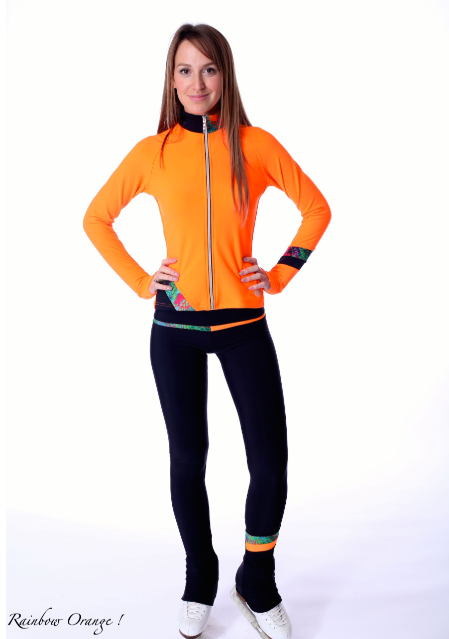 Thuono Rainbow Jacket Orange/ Green Glitter Explosion - 1 - Clothing > Figure Skating Jackets