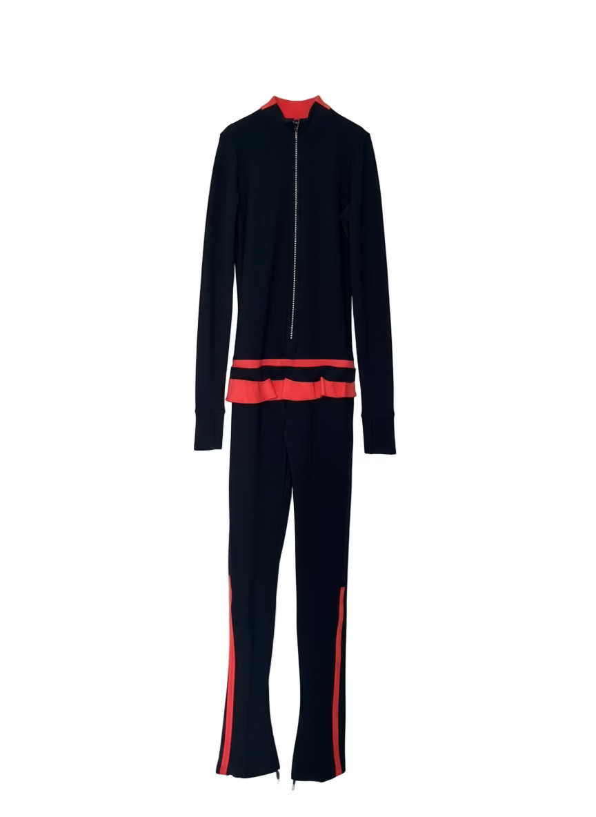 Thuono Thermal Linx Catsuit Black/Coral - Crystal Zip - Clothing > Figure Skating Leggings