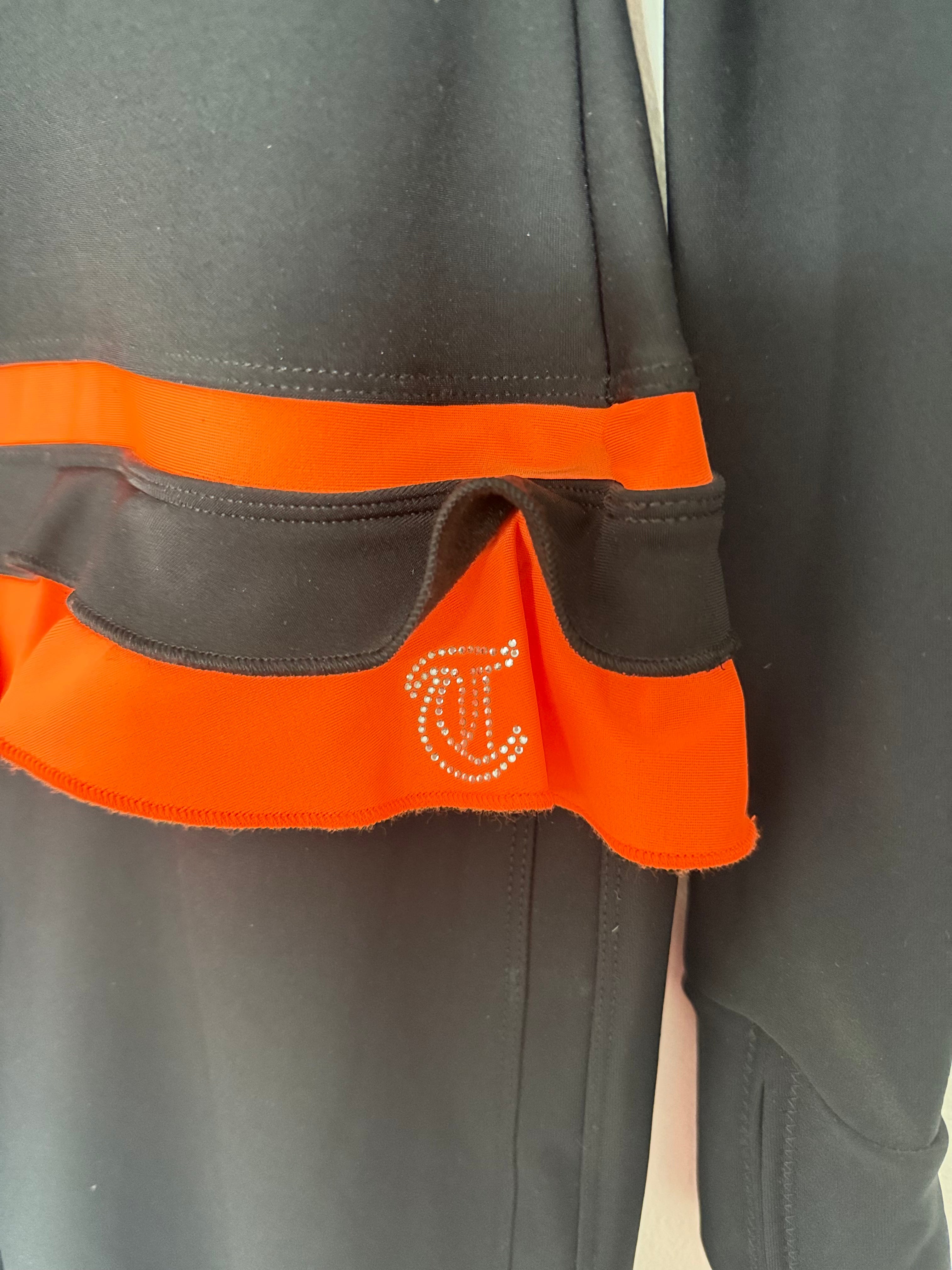 Thuono Thermal Linx Catsuit Black/Neon Orange - Crystal Zip - Clothing > Figure Skating Leggings