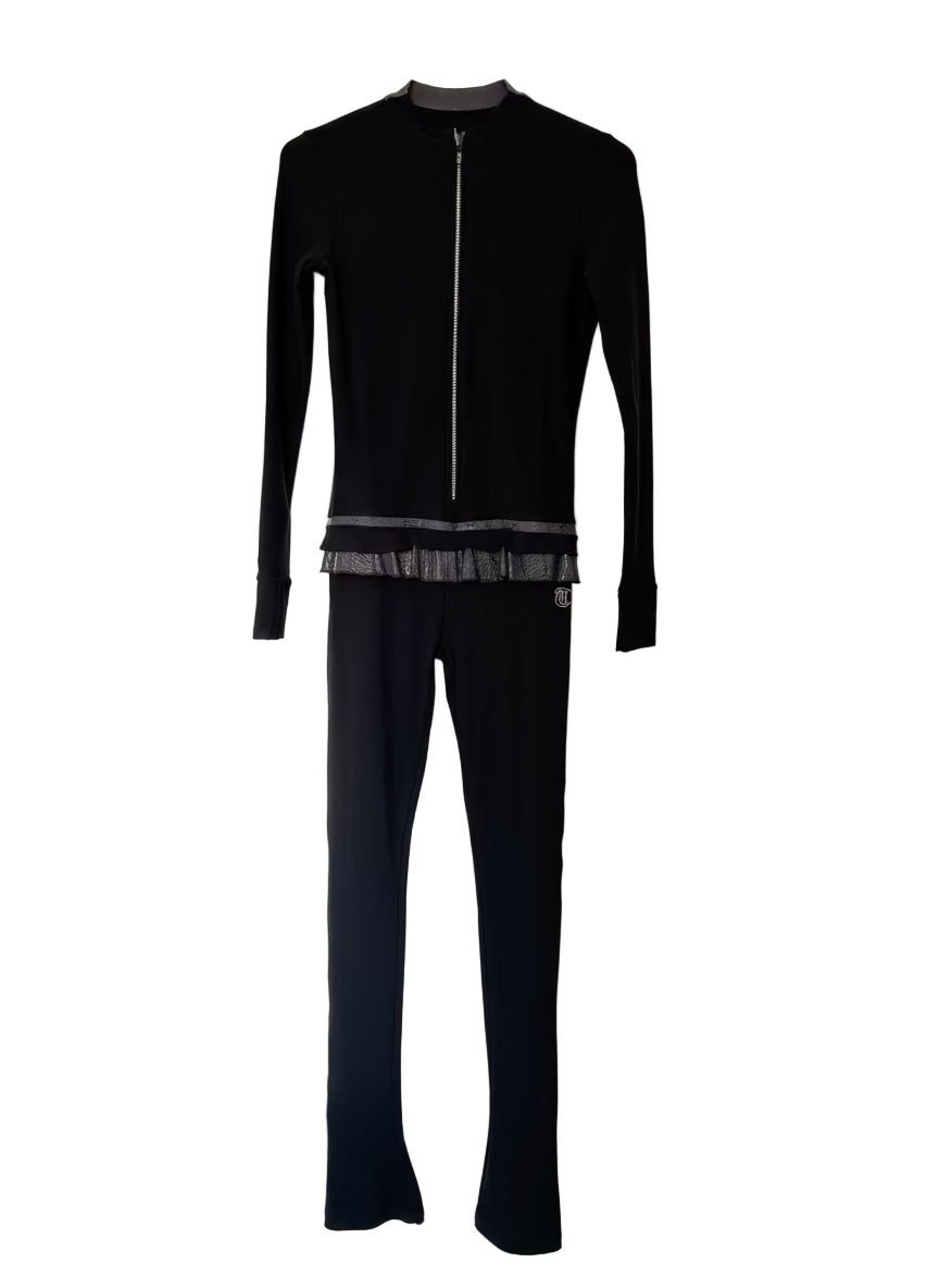 Thuono Thermal Linx Catsuit Black/Snake Print - Crystal Zip - Clothing > Figure Skating Leggings