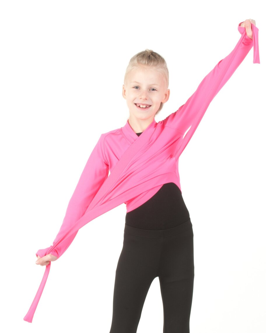 Jiv Sport Violin Ice Skating Wrap Jacket in Neon Pink