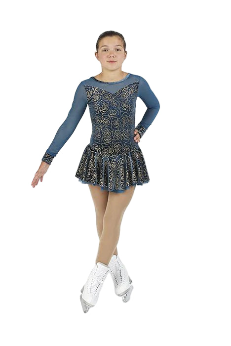 12938 Mondor Ice Skating Dress in Teal/Rose Gold
