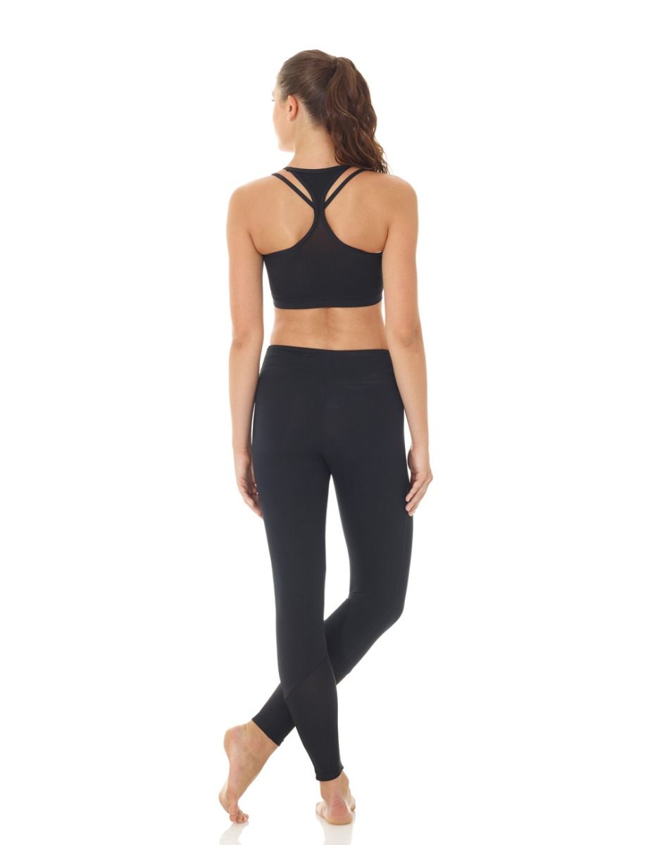 3626 Mondor Racer Back Crop Top in Black with Mesh Tek