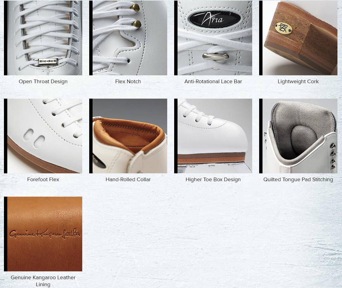 Riedell 3030 Aria White Boot Only Size 4-10