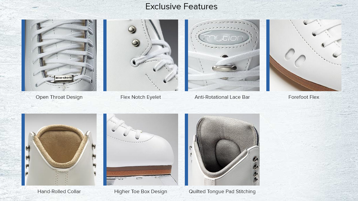 Riedell 255 Motion Complete White Figure Skates Sizes 4-10