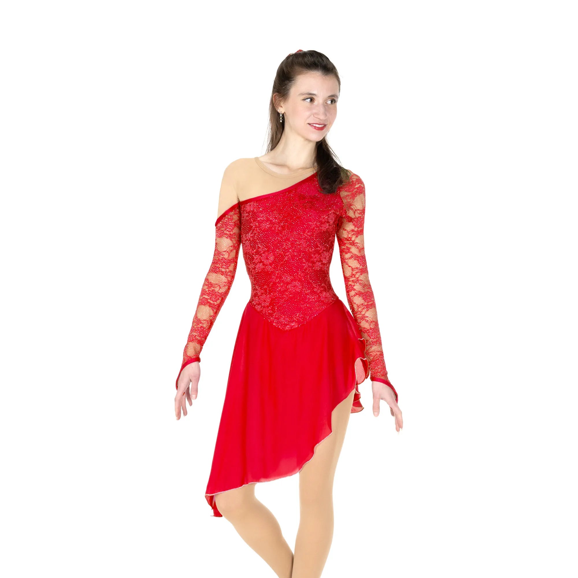125 Shoulder Chique Dance Dress in Red by Jerry’s - Clothing > Figure Skating Dresses