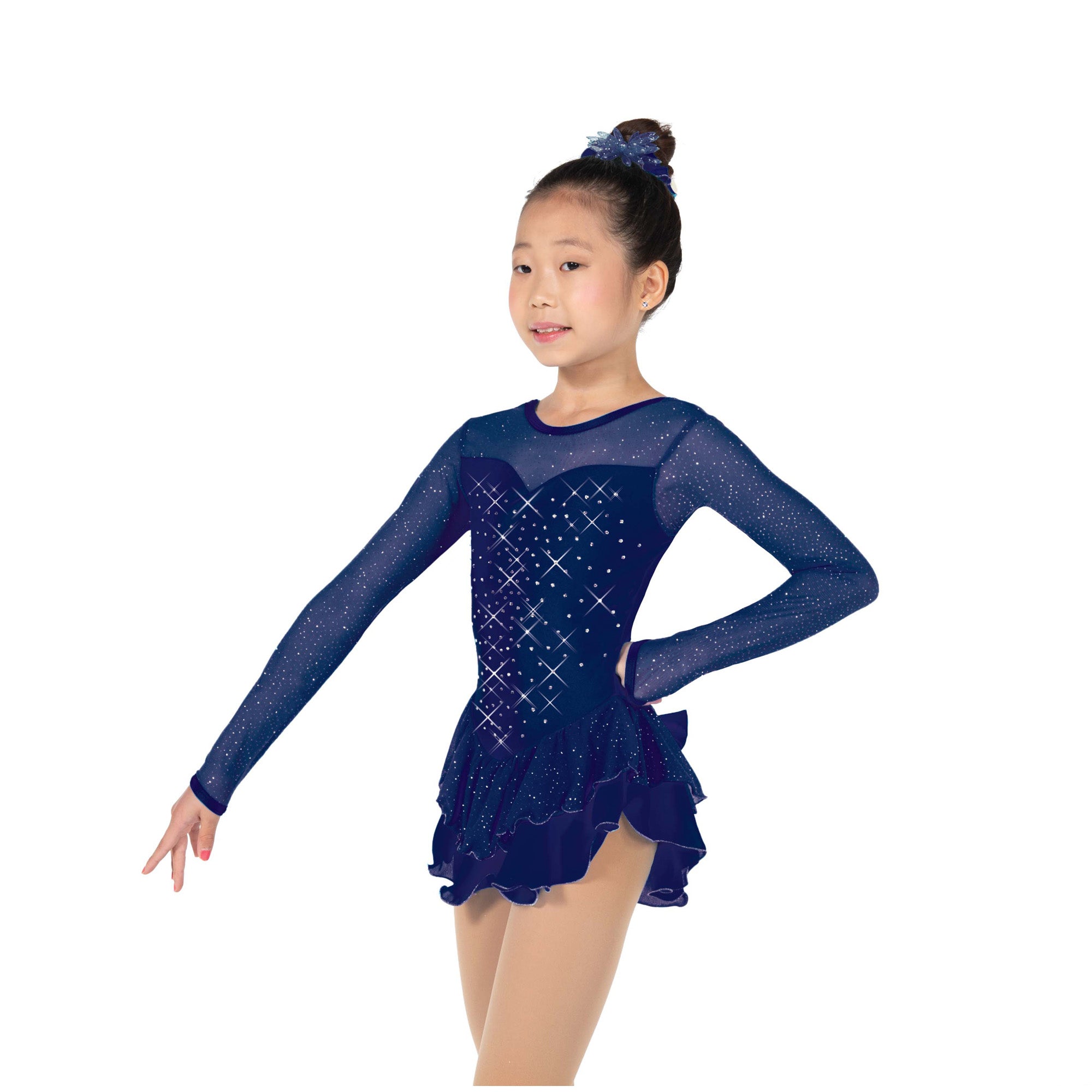 614 Crystal Kisses Skating Dress in Navy Blue by Jerry's