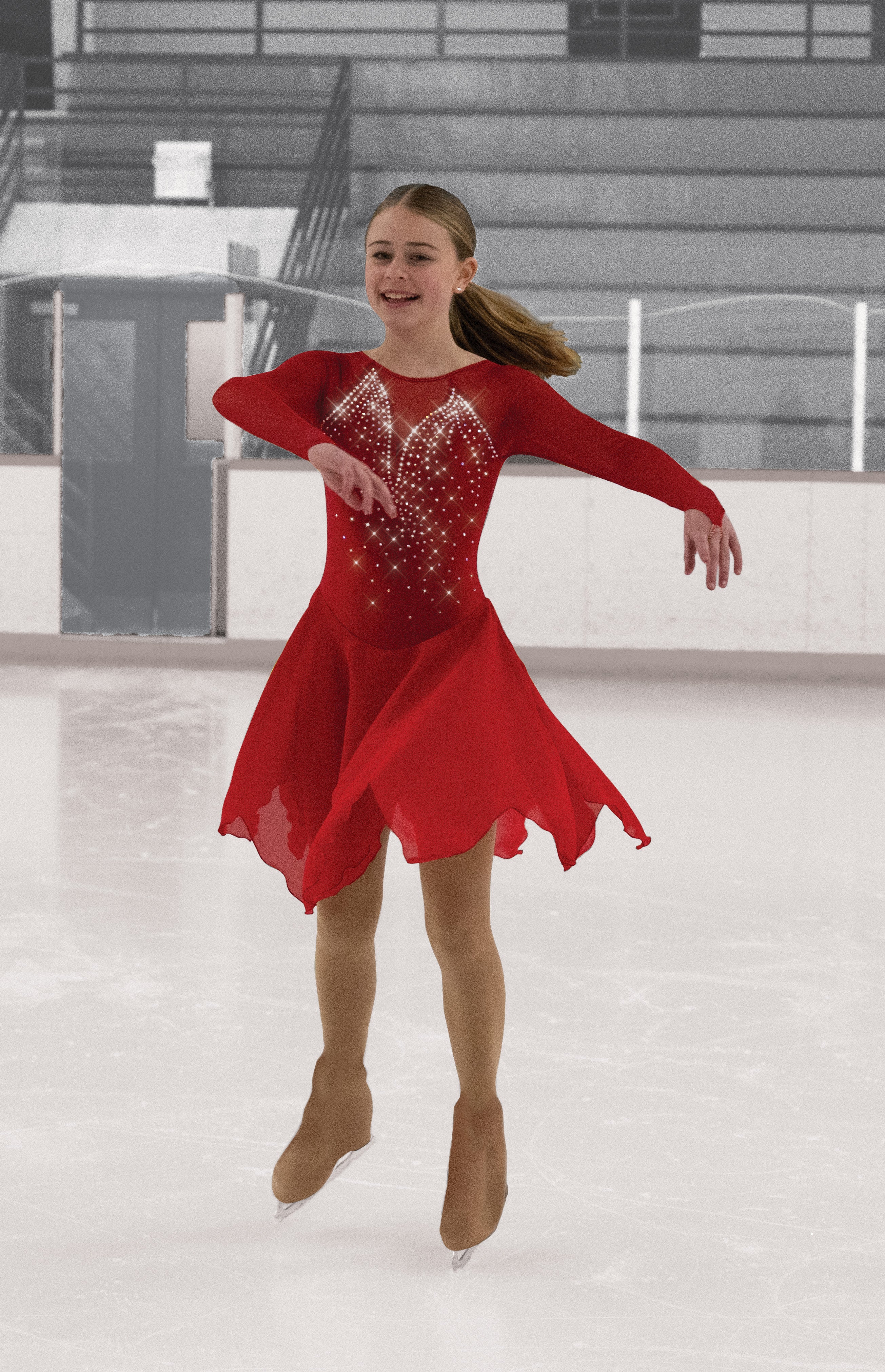 209 Rhinestone Rhumba Dance Dress in red by Jerry's