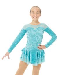 2765-4F Ice Skating Dress by Mondor in Aqua with Silver Glitter - 6-7 years - Clothing > Figure Skating Dresses