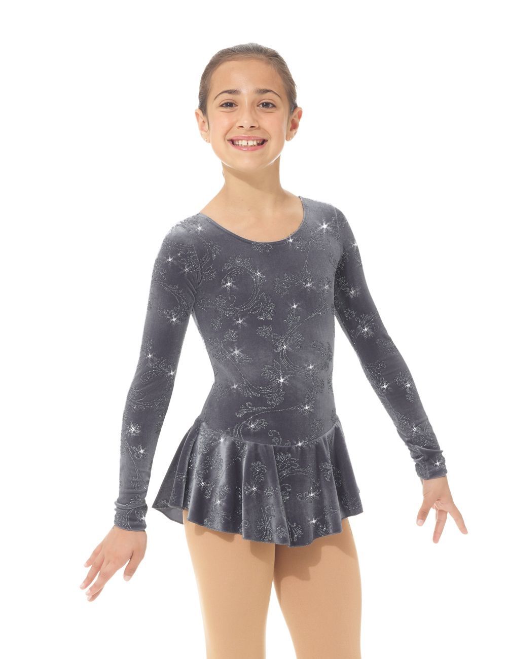 2767 Ice Skating Dress by Mondor in Grey Glitter - Clothing > Figure Skating Dresses