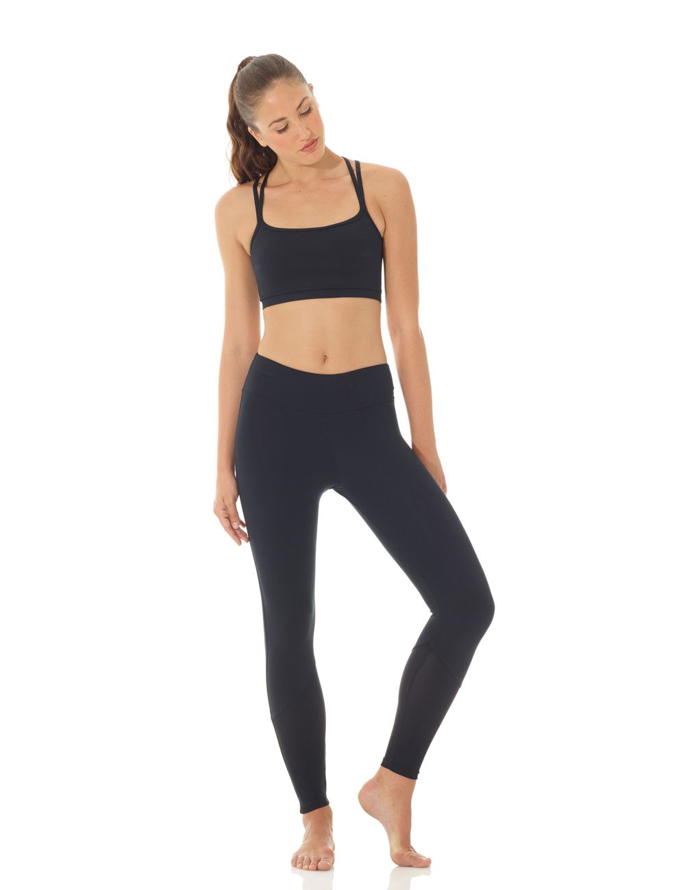 3626 Mondor Racer Back Crop Top in Black with Mesh Tek - Clothing > Figure Skating Tops