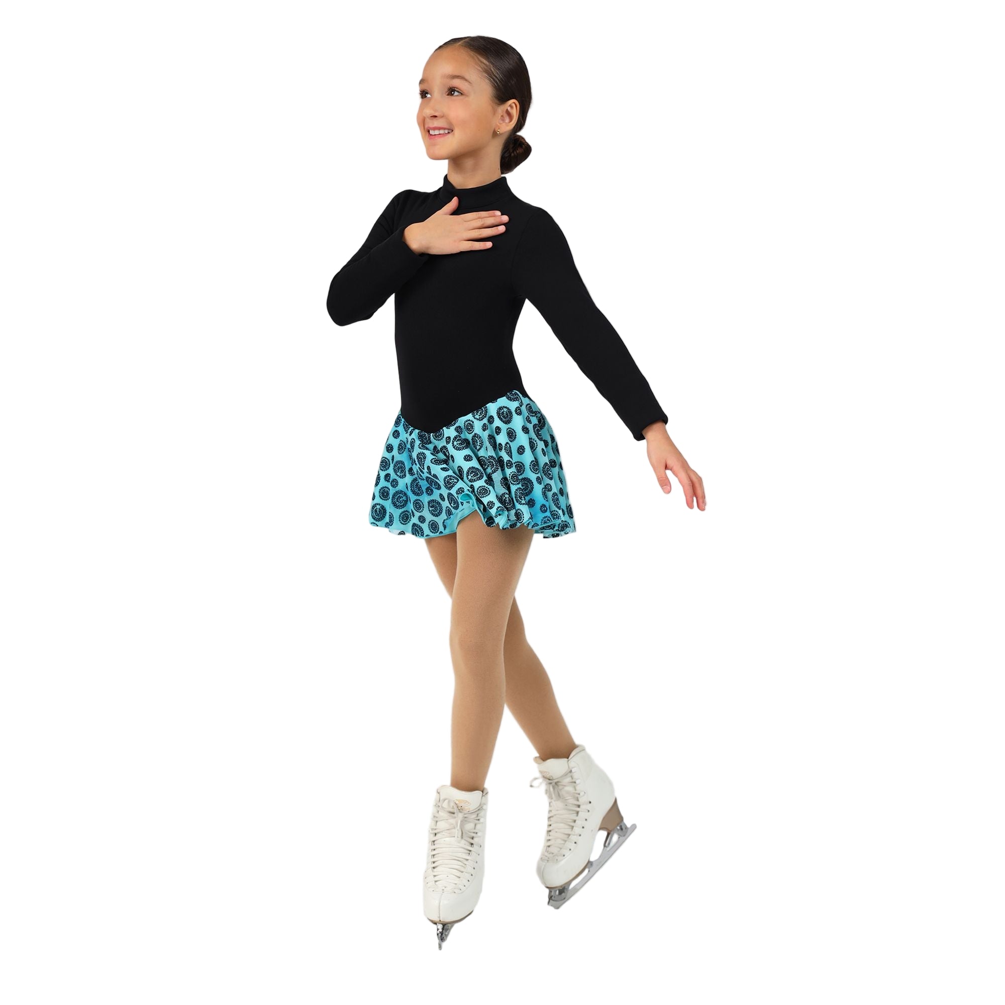 4406 Mondor Polartec Ice Skating Dress in Black & Turquoise - Age 4 - 6 years - Clothing > Figure Skating Dresses