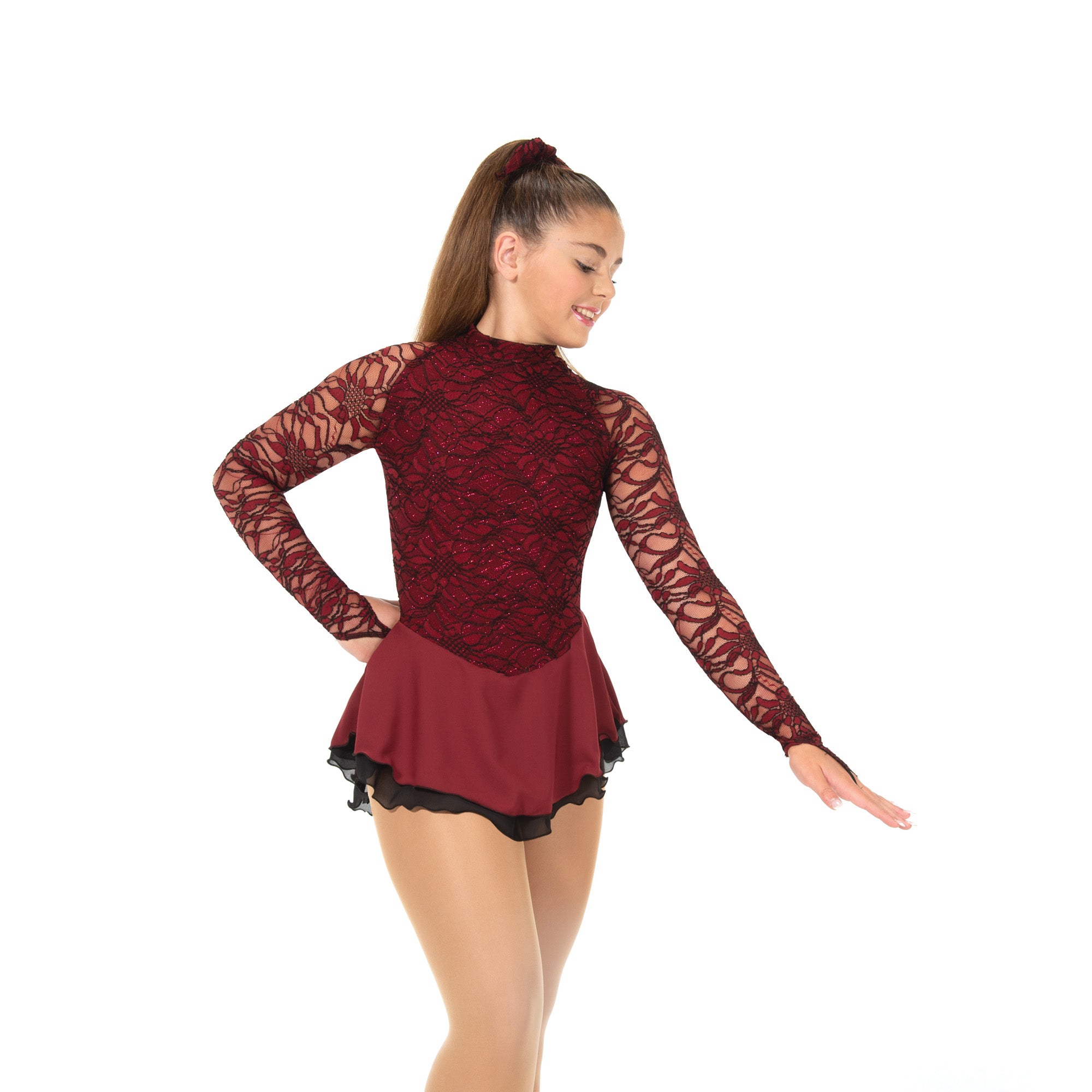 44 Lace Beaujolais Skating Dress in Deep Wine by Jerry's