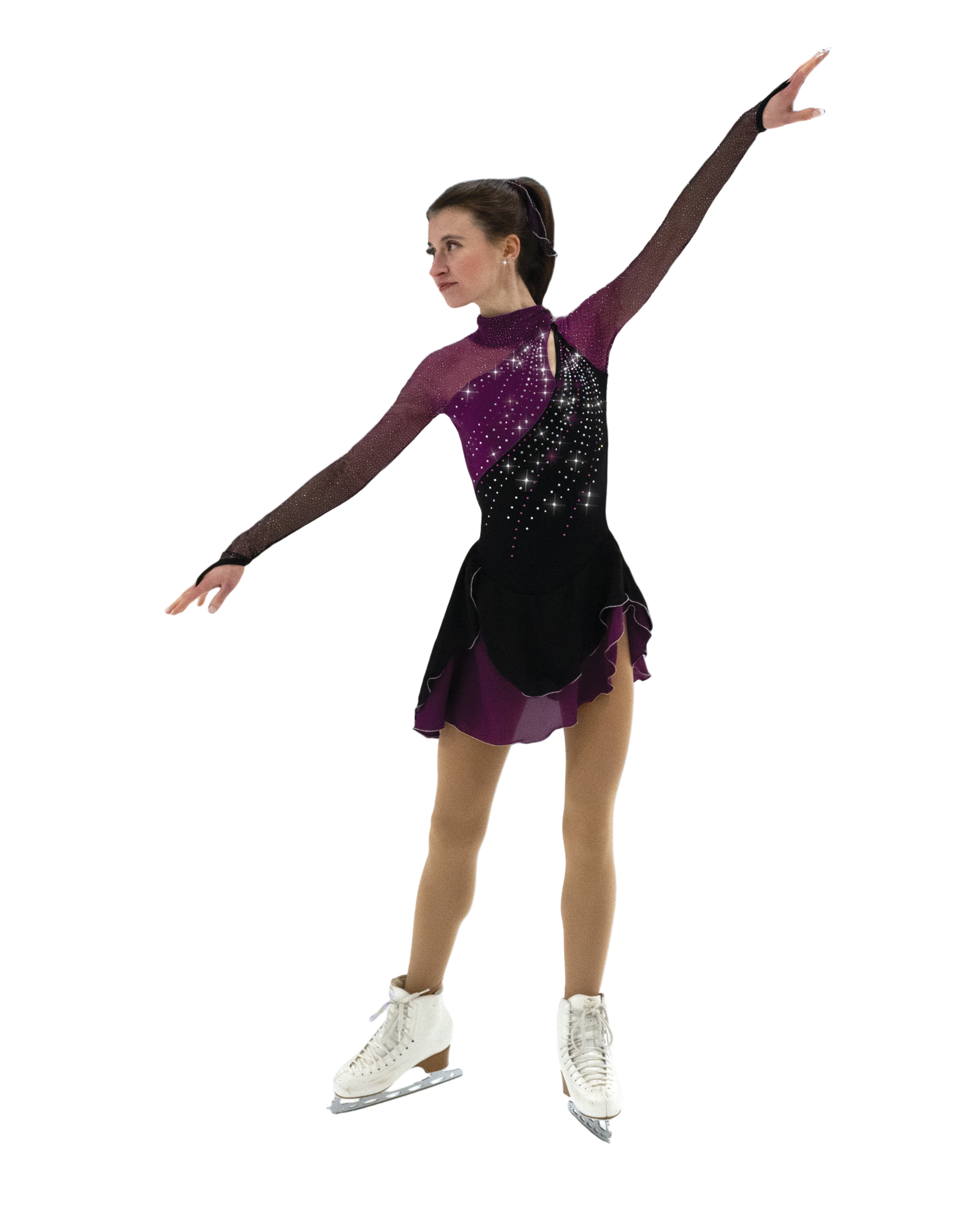 589 Split Jump Skating Dress in Black/Sangria by Jerry’s - Clothing > Figure Skating Dresses
