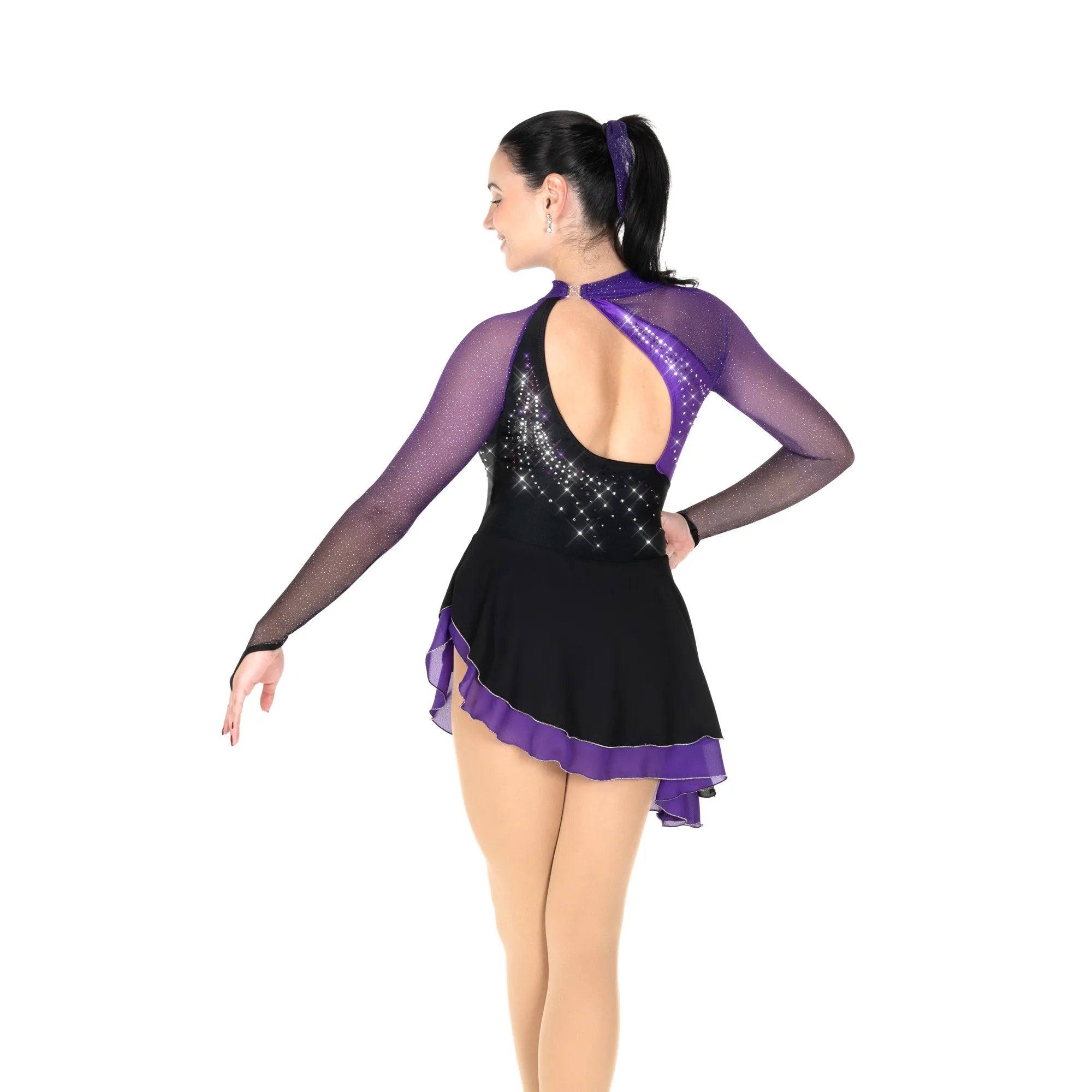 589 Split Jump Skating Dress in Black/Purple by Jerry's