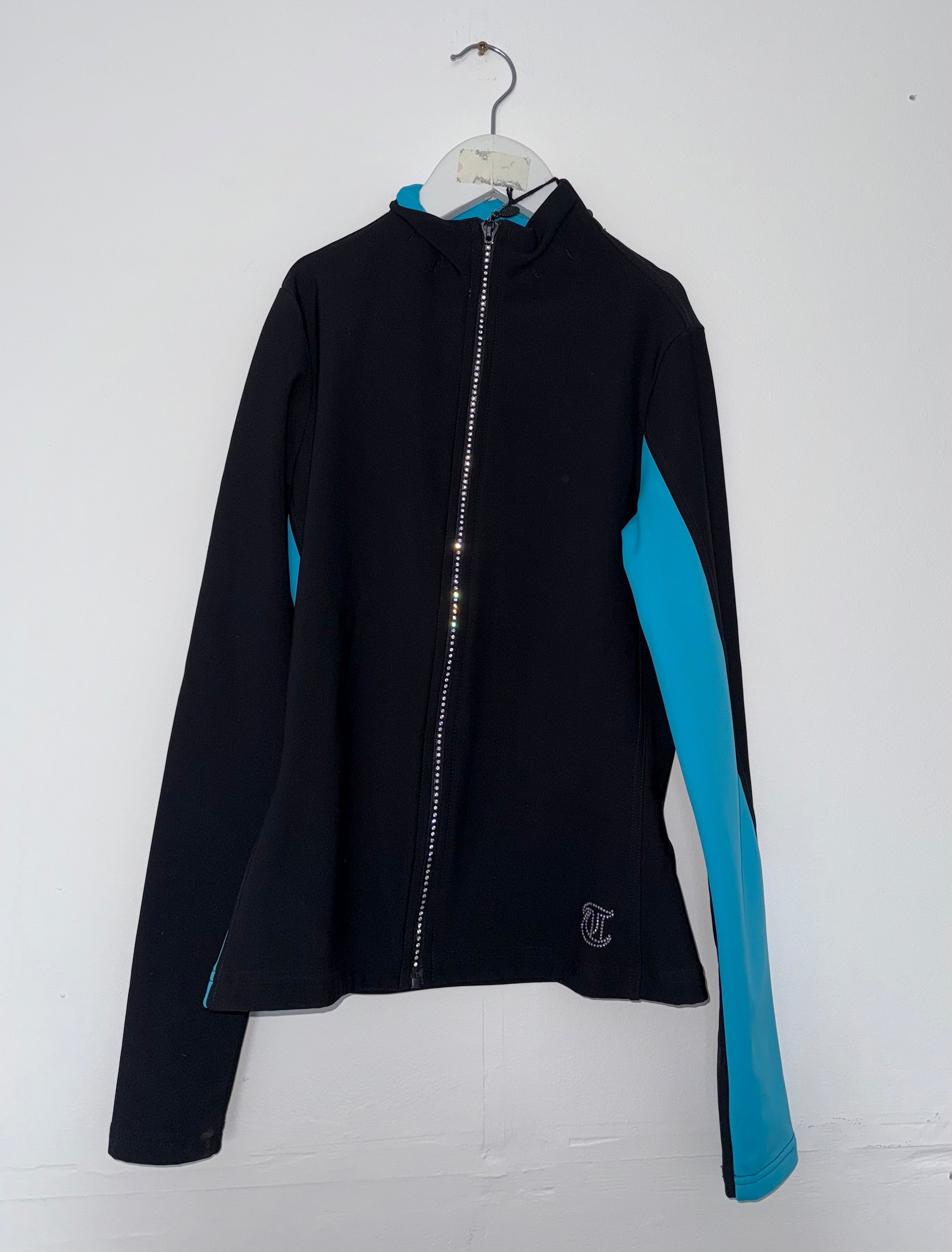Thuono Crystal Zip Skating Jacket - Black/ Turquoise