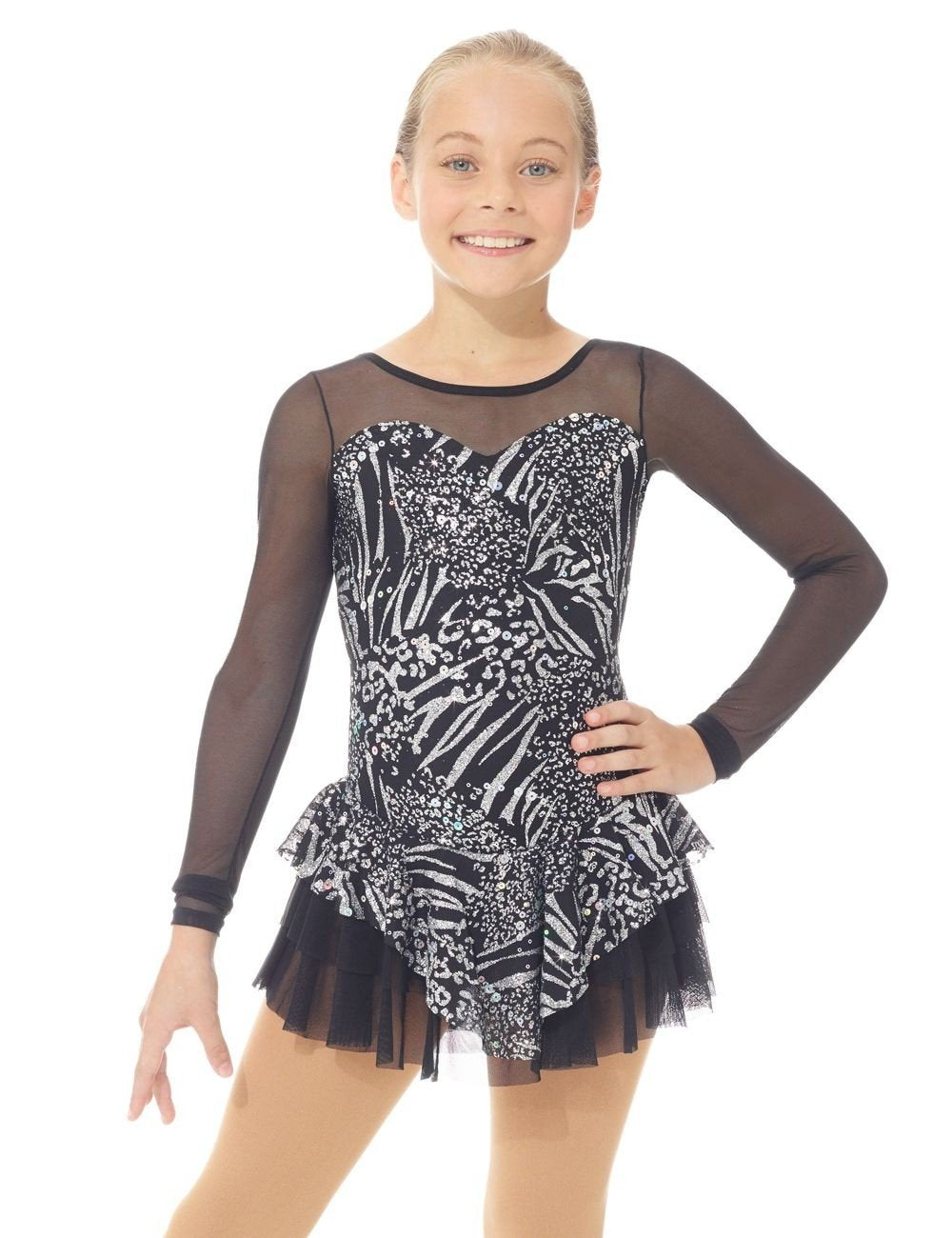 668 Mondor Ice Skating Dress in Black with Glitter Mesh - 8 - 10 years - Clothing > Figure Skating Dresses