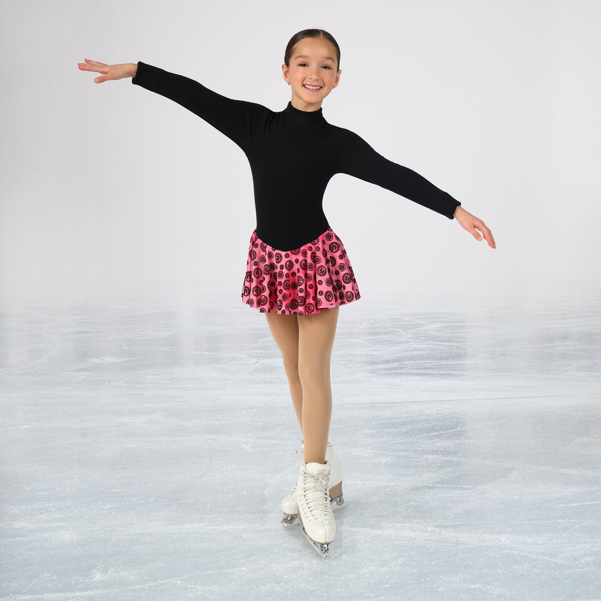 4406 Mondor Polartec Ice Skating Dress in Black & Pink