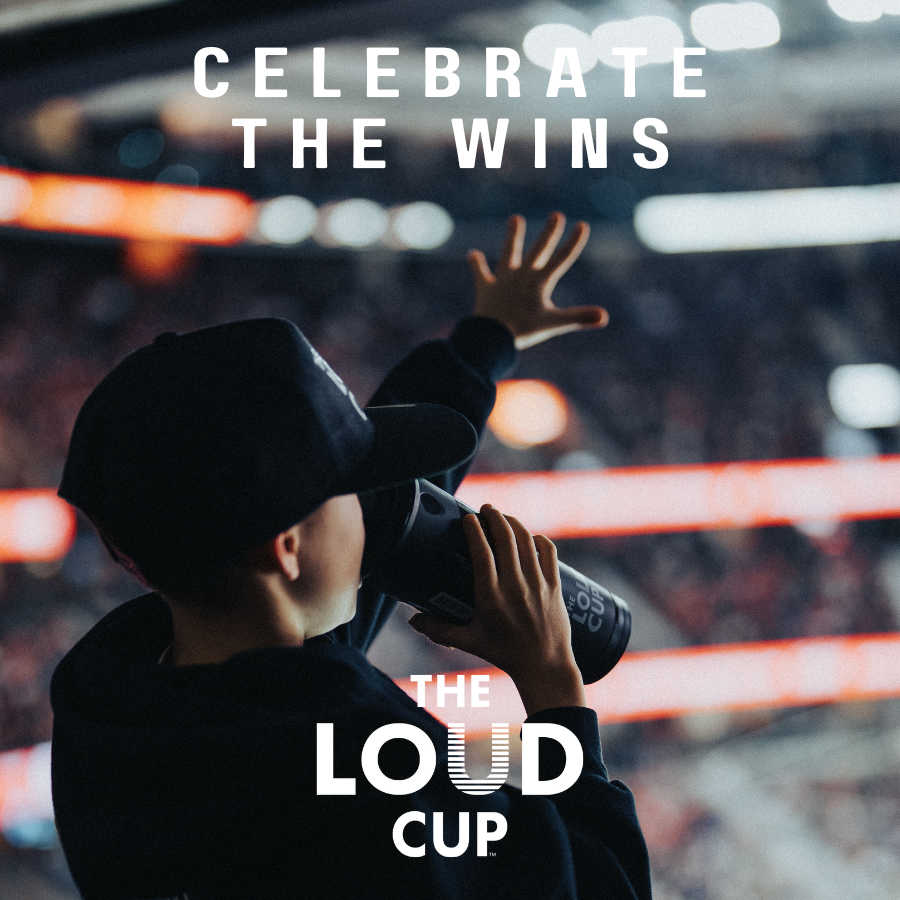 LoudCup 20 oz Tumbler + Integrated Stadium Horn- Worlds Loudest Cup for Noisy Fans