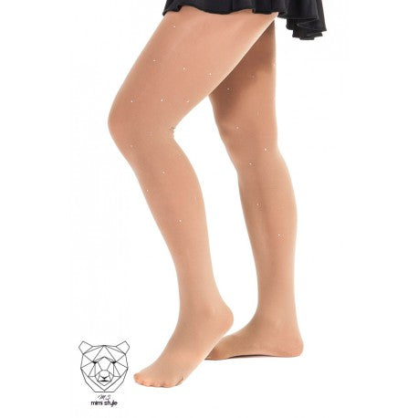 Mimi Style Footed Crystal Tights in Tan