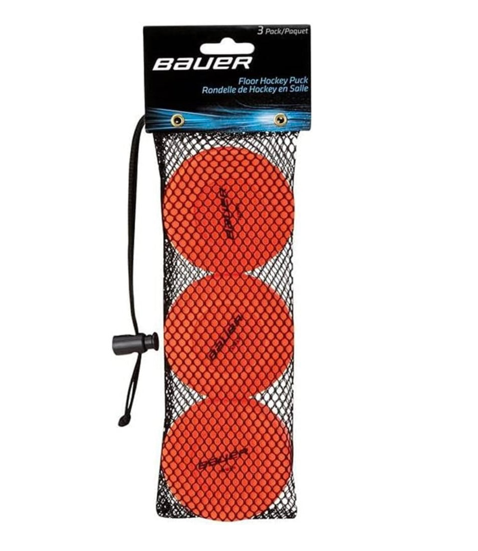 Bauer Floor Hockey Puck-3 Pack. - Orange - Hockey > Pucks and Balls