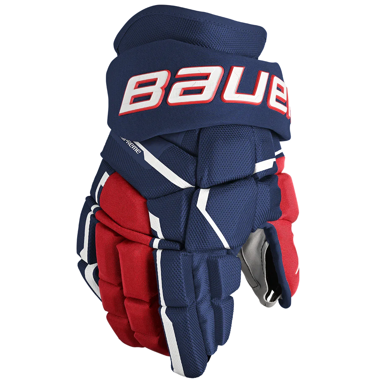 Bauer Supreme Mach Gloves - Intermediate - Navy / Red / White / 12’’ - Hockey Protection > Gloves