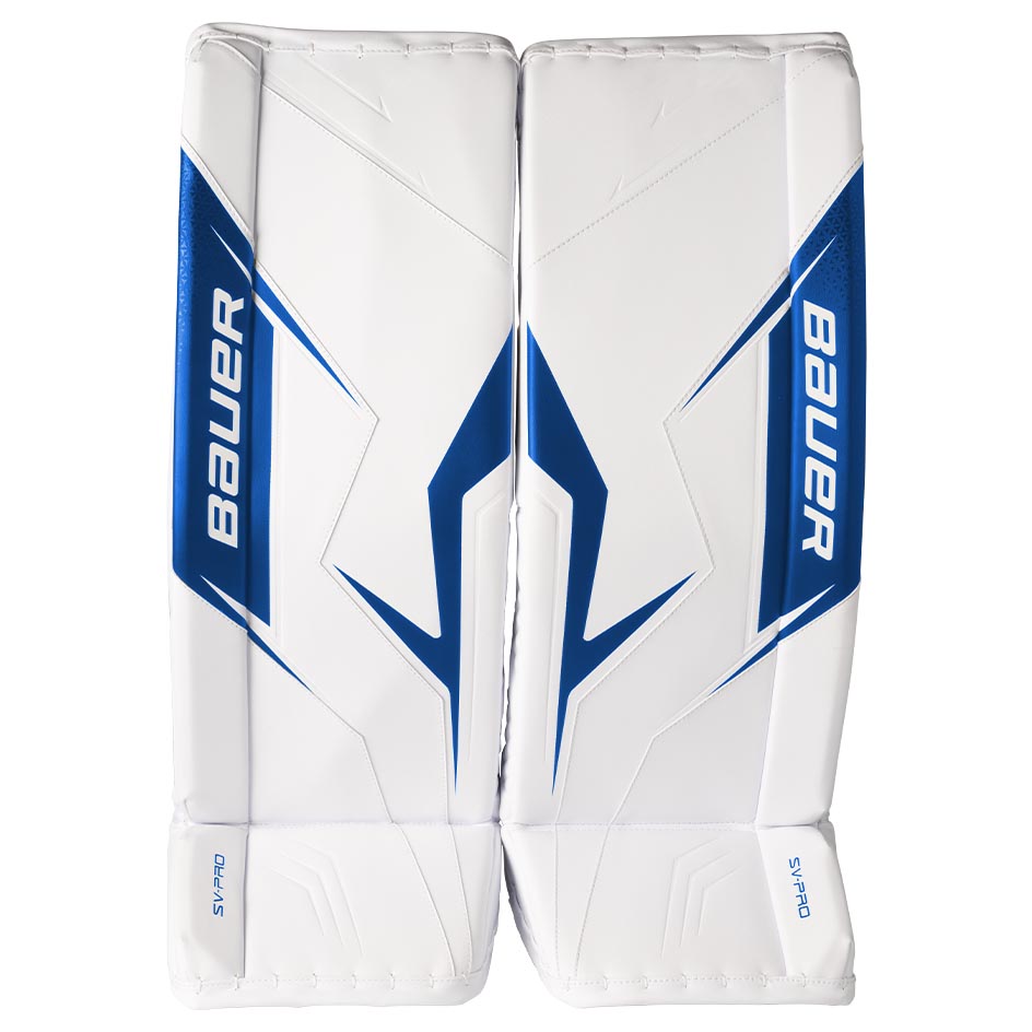 Bauer SV-Pro Goalie Leg Pads Intermediate - White/Blue / Small - Goalie Pads