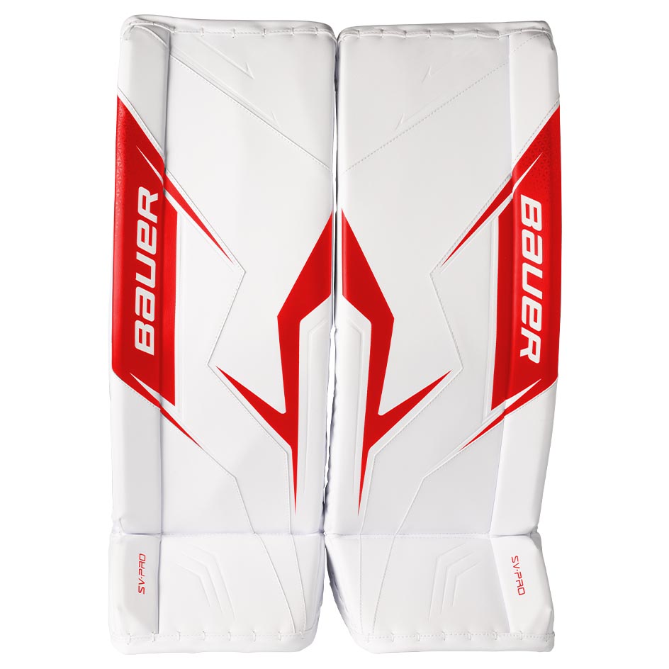 Bauer SV-Pro Goalie Leg Pads Senior - White/Red / Small - Goalie Pads