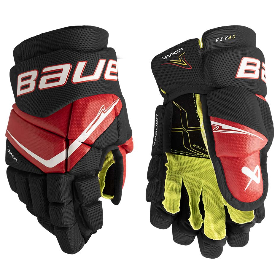 Bauer Vapor Fly40 Gloves Junior - Black/Red / 10’’ - Ice Hockey Gloves