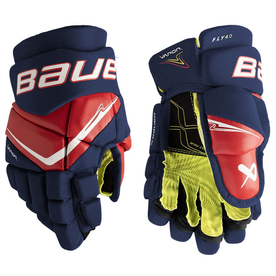 Bauer Vapor Fly40 Gloves Junior - Navy/Red/White / 10’’ - Ice Hockey Gloves