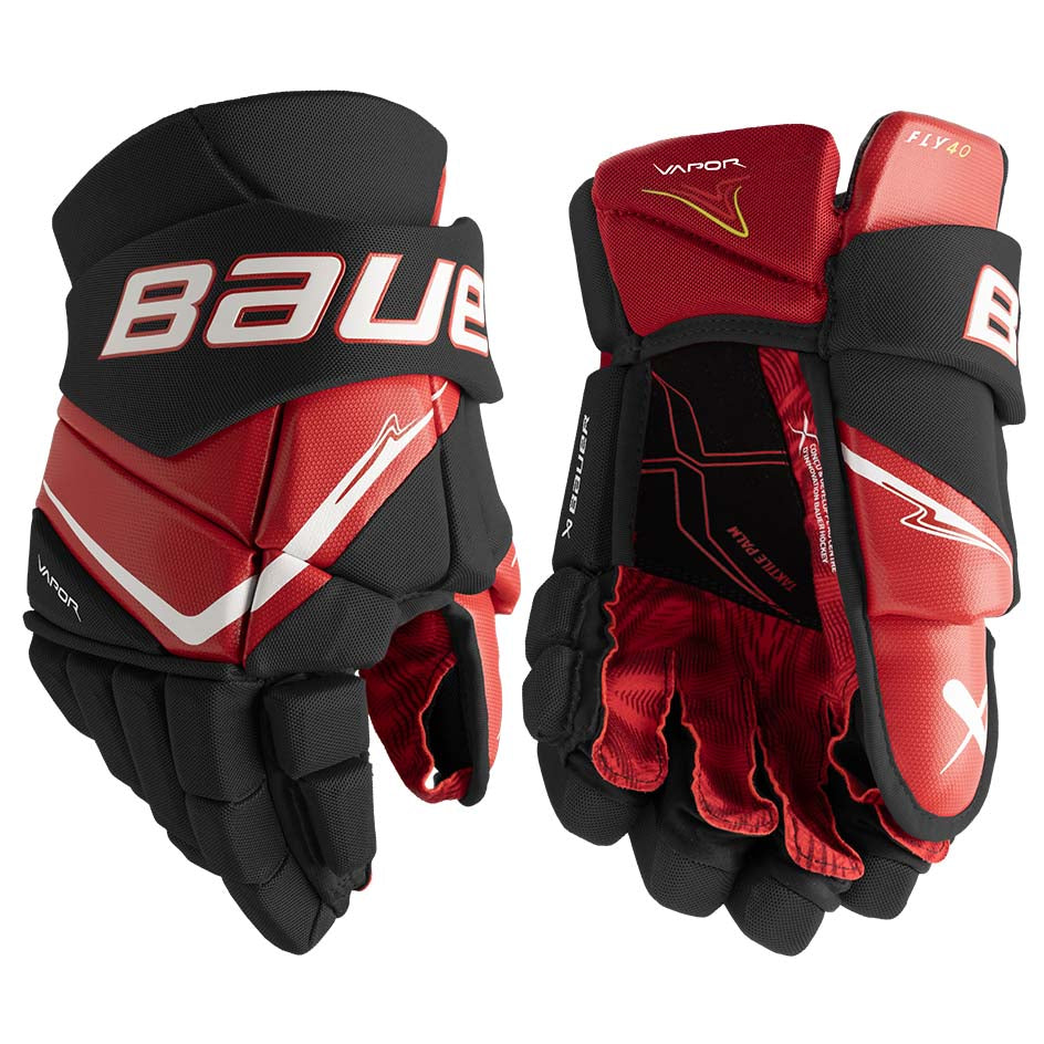 Bauer Vapor Fly40 Gloves Senior - Black/Red / 14’’ - Ice Hockey Gloves