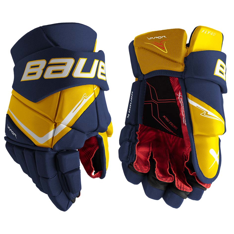 Bauer Vapor Fly40 Gloves Senior - Navy/Gold / 14’’ - Ice Hockey Gloves
