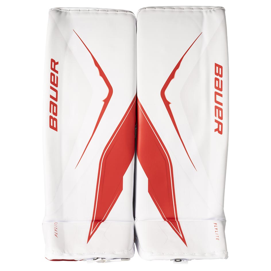 Bauer Vapor Flylite Goalie Leg Pads Senior - White/Red / Small - Goalie Pads