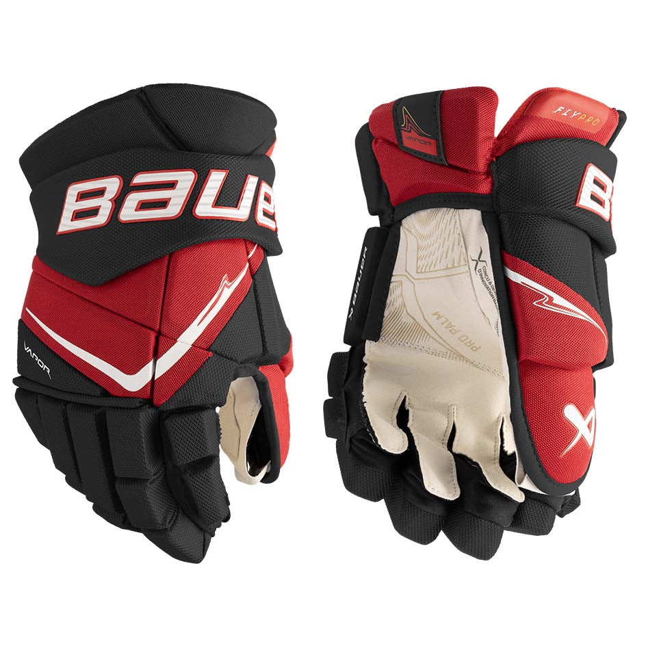 Bauer Vapor FlyPro Gloves Intermediate - Black/Red / 12’’ - Ice Hockey Gloves