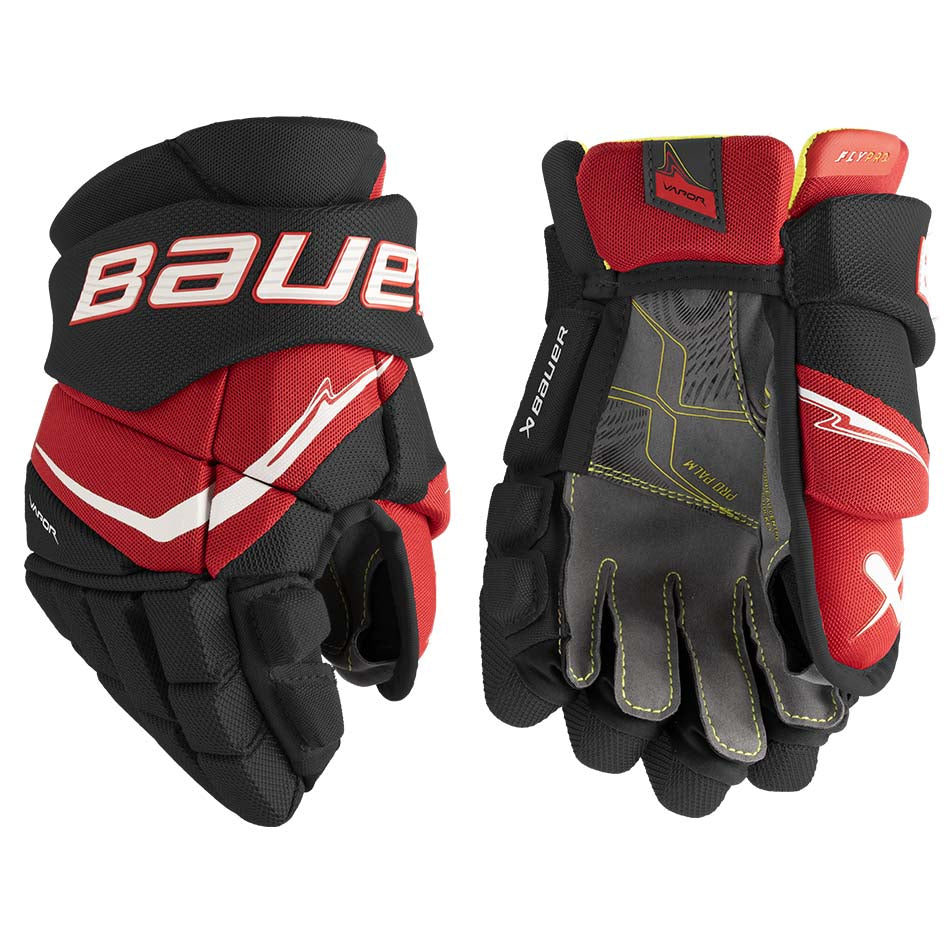 Bauer Vapor FlyPro Gloves Junior - Black/Red / 10’’ - Ice Hockey Gloves