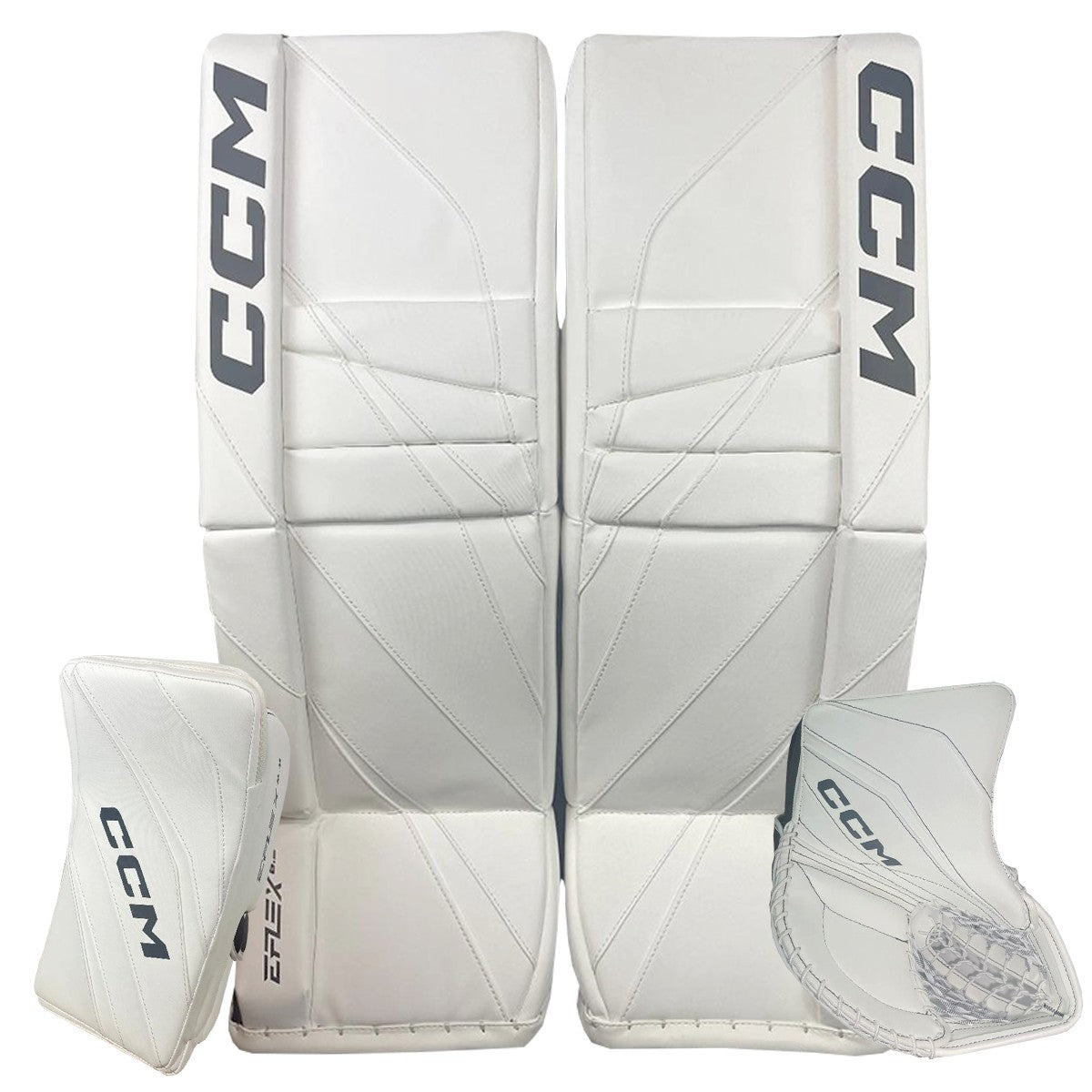 CCM EFlex 6.5 Goalie Set – Junior (28 + 1) – White - Goalie Pads
