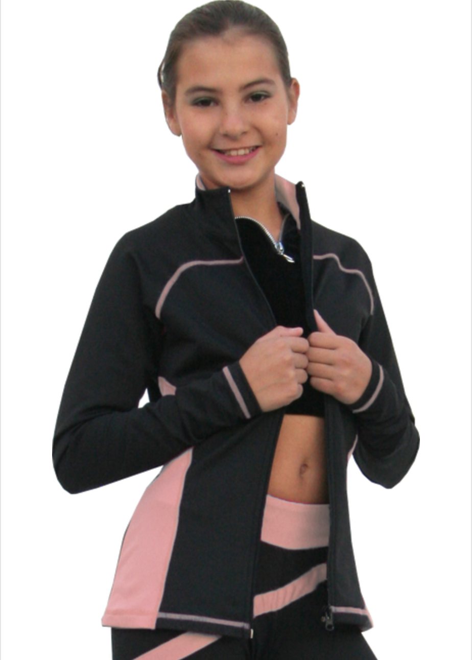 Chloe Noel J06 2Tone Princess Seam Skating Jacket - Light Pink / Child Small / Crystal - Jackets and Gilets