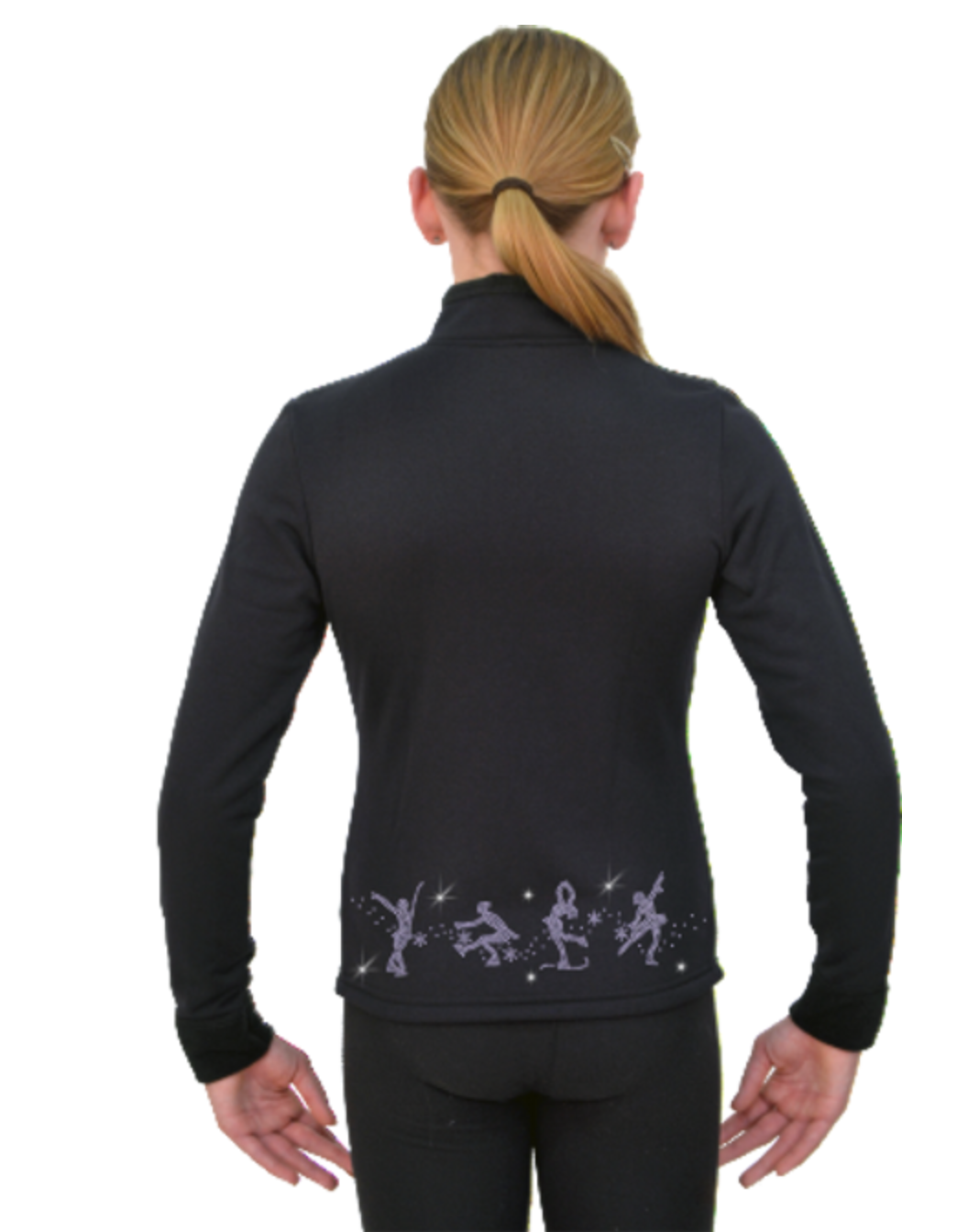 Chloe Noel J11 Solid Polar Fleece Fitted Figure Skating Jacket - Group Line Crystals / Adult XL - Jackets and Gilets