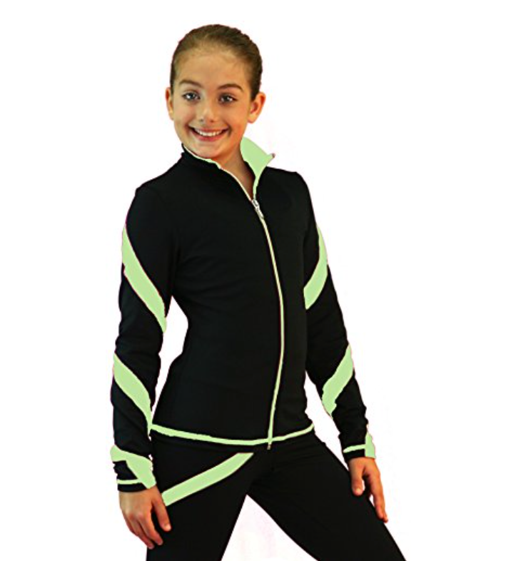 Chloe Noel J36 Spiral Figure Skating Jacket - Lime Green / Child Small / No Crystal - Jackets and Gilets