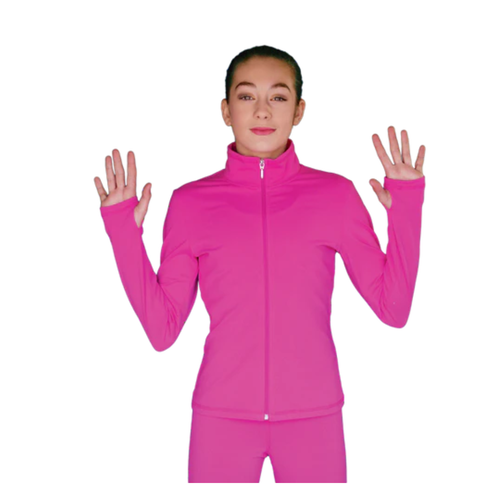Chloe Noel JT811 Solid Fleece Fitted Elite Figure Skating Jacket - Hot Pink (CP) / Adult XS - Jackets and Gilets