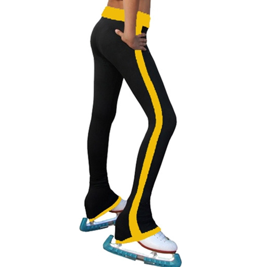 Chloe Noel P02 Side Stripe Figure Skating Pants - Gold / Child Small - Clothing > Figure Skating Leggings