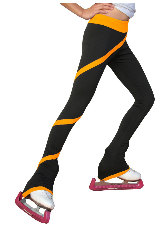 Chloe Noel P06 Spiral Figure Skating Leggings - Gold (Crystals) / Child XS - Clothing > Figure Skating Leggings