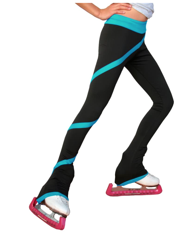 Chloe Noel P06 Spiral Figure Skating Leggings - Turquoise / Child XS - Clothing > Figure Skating Leggings