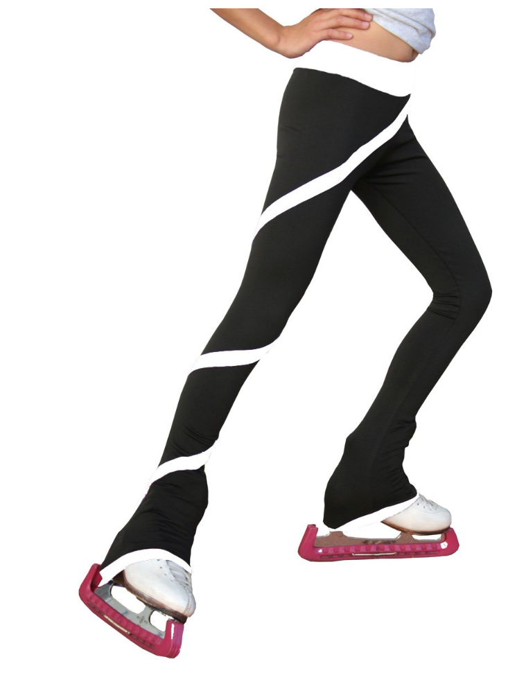 Chloe Noel P06 Spiral Figure Skating Leggings - White (Crystals) / Child XS - Clothing > Figure Skating Leggings