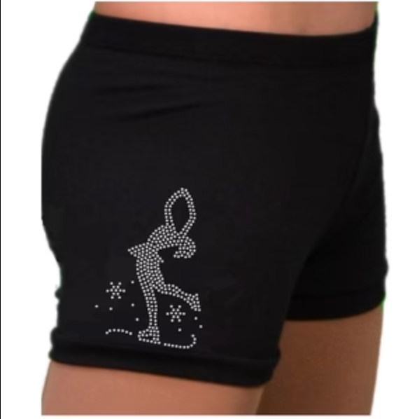 Chloe Noel S02 Black Figure Skating Shorts - Crystal Layback Skater / Child Small - Figure Skating Leggings